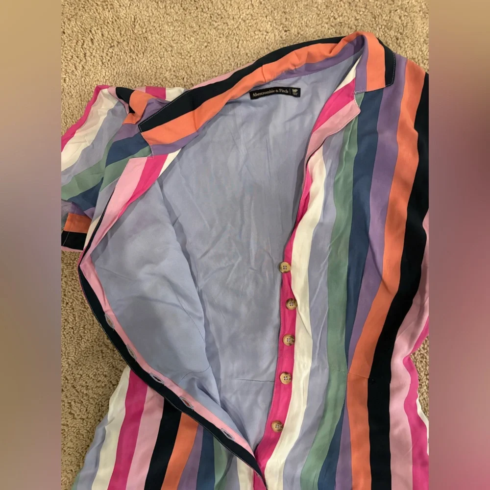 Abercrombie & Fitch Pastel Striped Button Romper - Picture 8 of 8